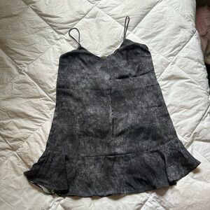 Black Sleeveless Ruffle Hem Mini Dress